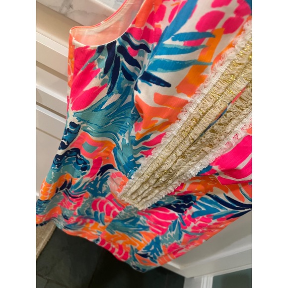 Lilly Pulitzer Mod Shift Dress Preppy Pink 2 Maui Pineapple 50's Style Fringe - Picture 5 of 8